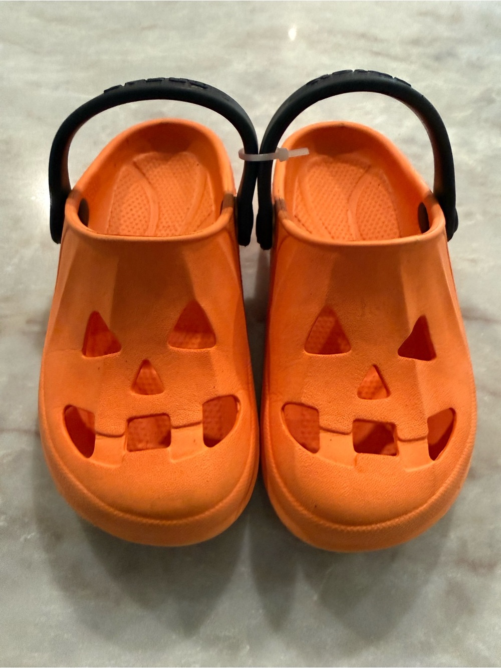 Kids Halloween Jack O’Lantern Pumpkin Face Clog Sandals - Orange Black Size 12